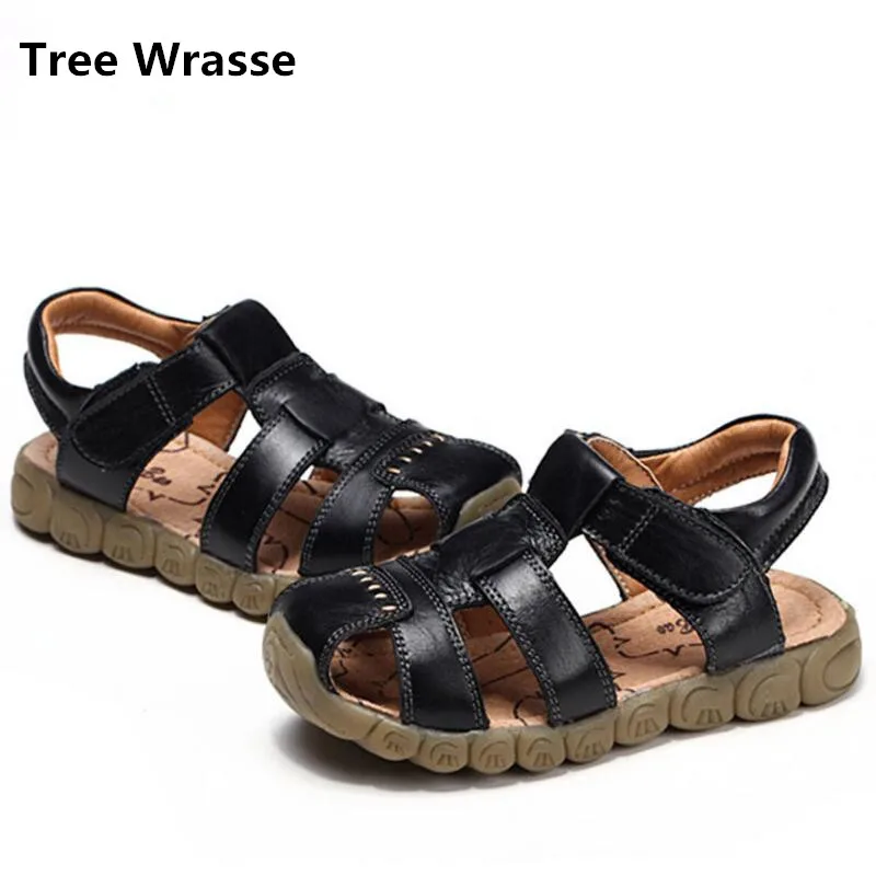 

2018 New Boys Sandals Children Genuine Leather Sandals Summer Soft Baotou Beach Shoes Toddler Shoes For Girls Kids Sneakers