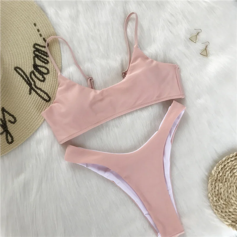 

Bikini 2018 Swimwear Women Swimwear Sexy Pure Color Bikini Set Multicolor Selection Maillot De Bain Femme Swimming Suit