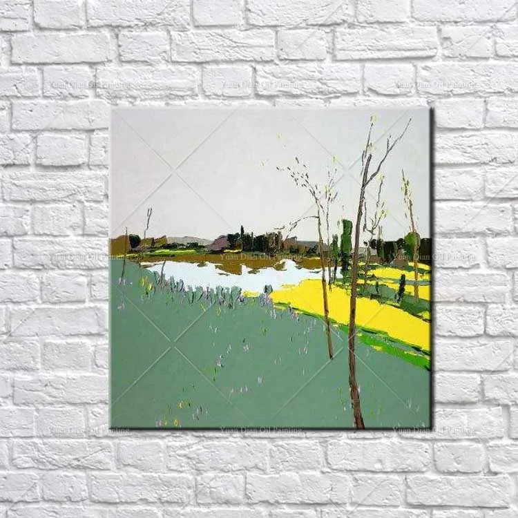 Palette knife Grass Tree Oil Painting On Canvas Home Decoration Wall