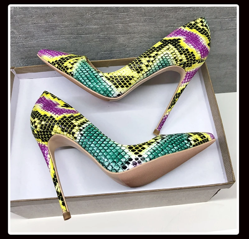 Stiletto Profonde Coloré Picture As Haut Chaussures Sexy Femme De Robe Talon Pointu Peu Talons Dames Parti Peau Pompes Bout Serpent 60pARwx