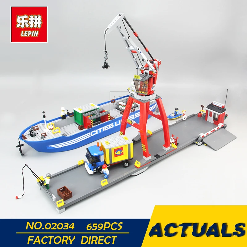 

LEPIN 02034 695pcs City Series Super Cargo Port Terminal Lepin Building Block Compatible 7994 Brick Toy Boy gifts DIY