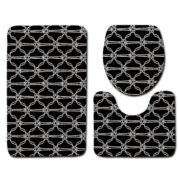 

3Pcs/Set European Geometric Patterns Toilet Bath Mats Non Slip Bathroom Mat Toilet Rug + Cover