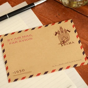 10 Sheet Antique kraft Air Mail Envelope Postcard Letter Stationary Storage LY 
