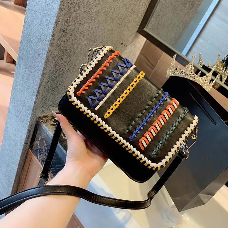 Famous design luxury brand LOGO Genuine Leather Women woven Shoulder Bag Mini Flap Handbag Hand Bag Ladies Bag with box