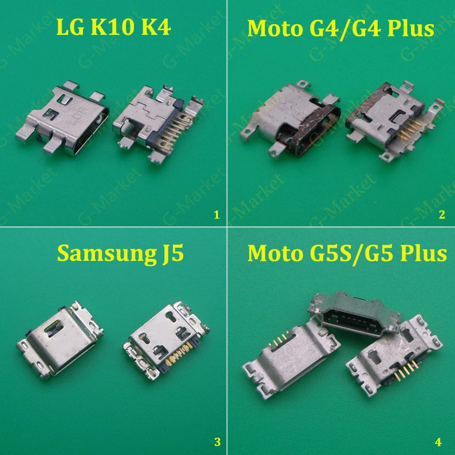 

100PCS Micro USB Connector Socket Charging Port For Motorola Moto G1 XT1028 G2 G+1 XT1063 G3 XT1031 G4 Play G5 s G5Plus G6
