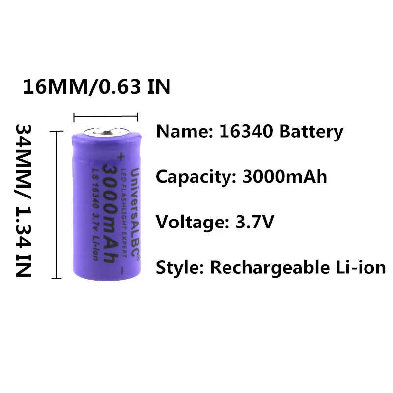 3000mAh литий-ионный аккумулятор 16340 UniversALBC светодиодный фонарик Expert 3000mAh LS 16340 3,7 V литий-ионный фиолетовый цвет