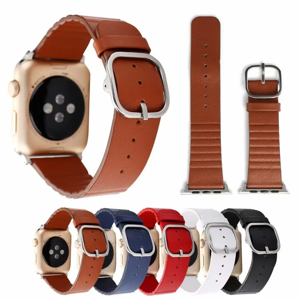 Ремешок из натуральной кожи для Apple watch band 4 44/40 мм браслет мужчин и женщин