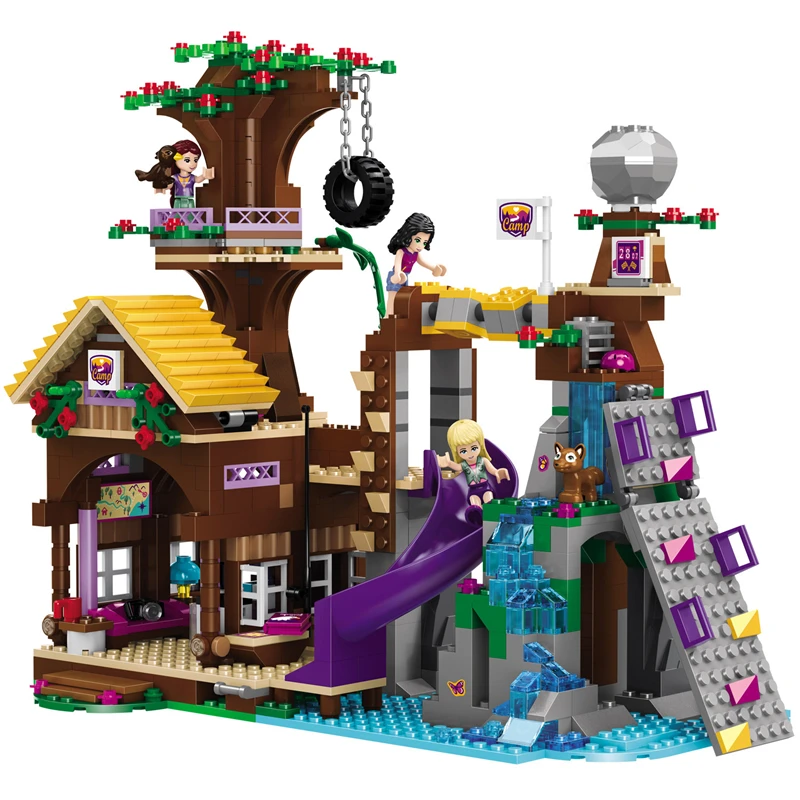 

Compatible Legoings Friends BELA 10497 Building Bricks Blocks Adventure Camp Tree House 41122 Emma Mia Figure Toy For Children