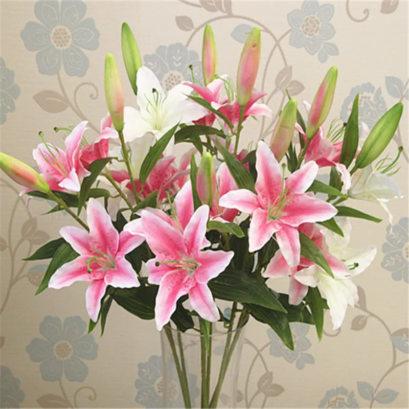 

95CM 12PCS/lot Artificial Lily Flower Real Touch Simulation Flower Wedding Home Hotel Office Decoration