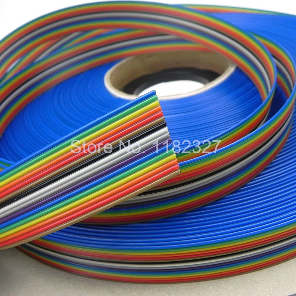 ribbon cable 16 WAY Flat Color Rainbow Ribbon Cable wire Rainbow Cable 16Pin ribbon cable 1.27MM pitch 1