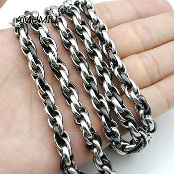 

AMUMIU 316L Stainless Steel Necklace Bracelet Set Men's Women's Chain Black x Silver Color Link Jewelry HZTZ064