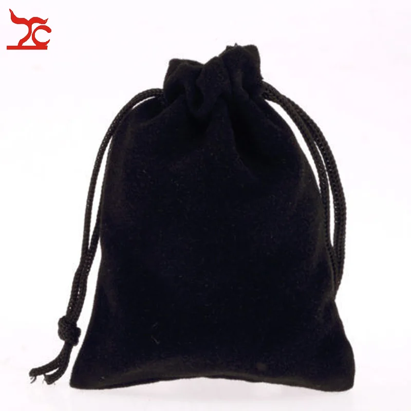 Velvet Cloth Small Black Gift Bag Jewelry Pouch Drawstring Wedding Favors Bags 