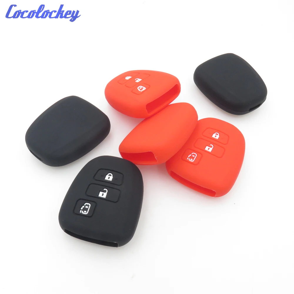 Cocolockey Silicone Car Key Cover Case For TOYOTA Smart Remote Key Case Fob Shell 3 Button No 