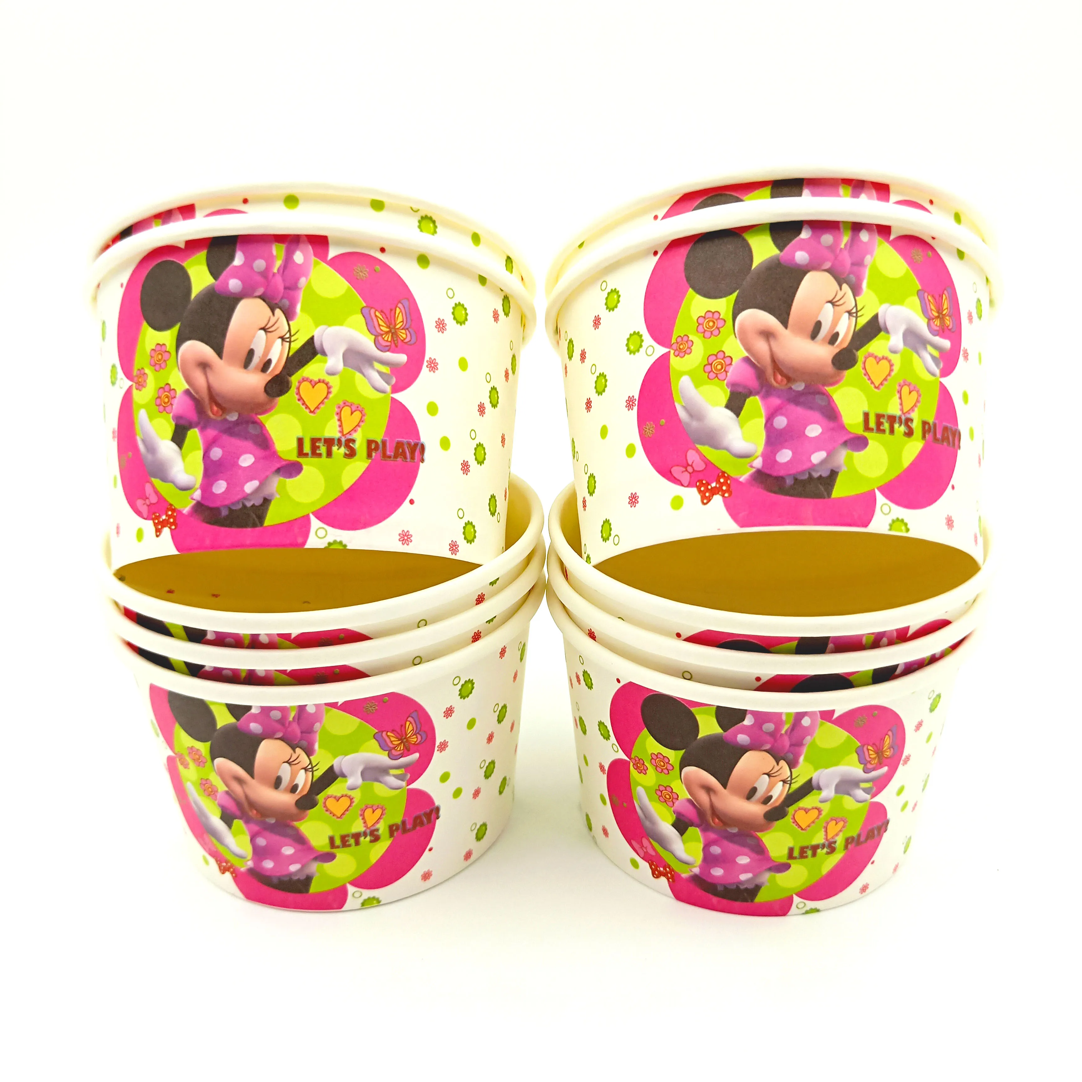 

10pcs/lot Minnie Mouse Ice Cream Cup Minnie Mouse Ice Cream Bowl Disposable Factory Selling Party Supplies