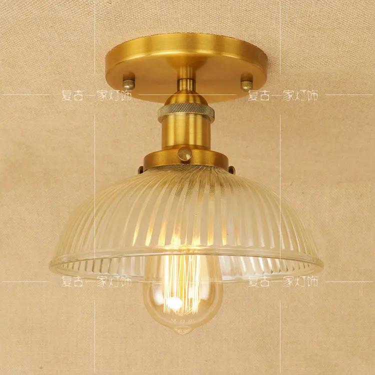 

Bronze Simple Vintage LED ceiling light dining room balcony Transparent glass Iron bedroom living room ceiling lamp RCL0017