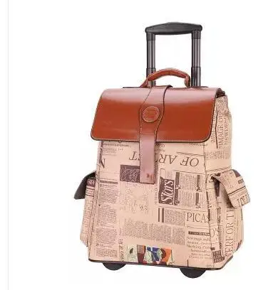 

Pu Trolley Bag With Wheels On Wheels Rolling Luggage Bag Travel Boarding Bag Travel Cabin Baggage Suitcase Carry On Luggage Bag