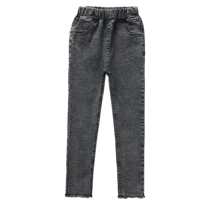 Леггинсы для девочек Новинка года, осенние детские джинсы для девочек синие и Черные Эластичные Обтягивающие детские узкие брюки для детей возрастом от 4 до 13 лет, джинсовые брюки