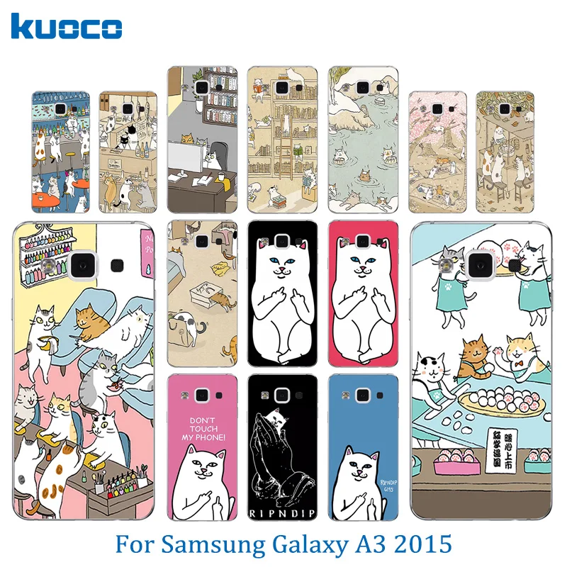 for Samsung A3 2015 Case Soft Silicone Cats Family Pattern Galaxy Cover A300 A300F A300H A3000 Phone |