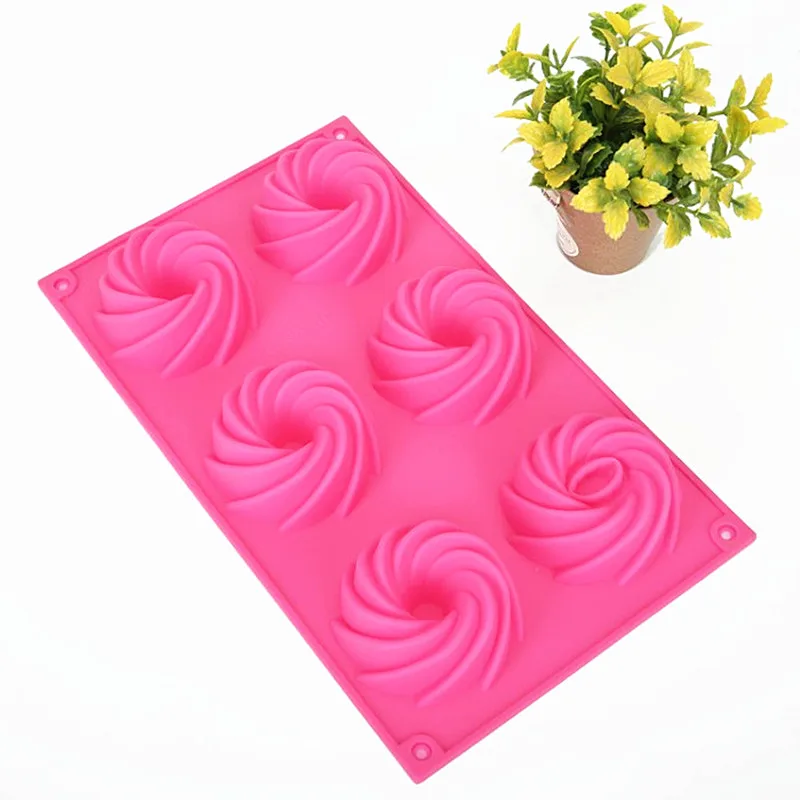 28x17x2.6cm 6 Grid Round Shape Silicone Mold Baking Pastry Bake ware
