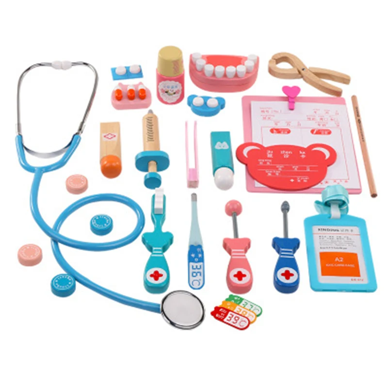 

Wooden Simulation Medicine Box Boy Girl Play House Child Doctor Nurse Toy Set Pretend Play For Kid Christmas Early education Toy