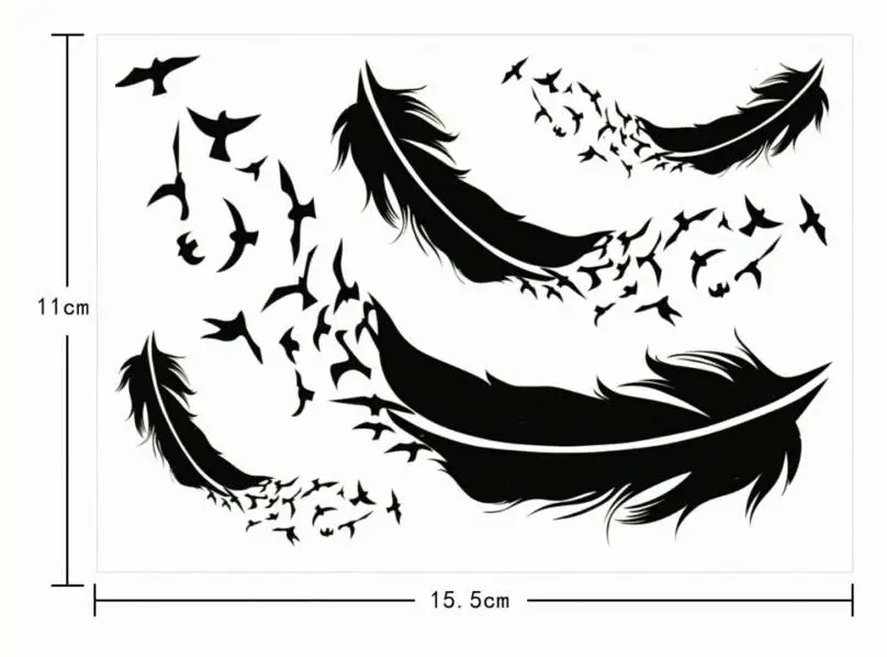 Download SEXY TEMPORARY TATTOO STICKERS Feather Flying Bird Freedom ...