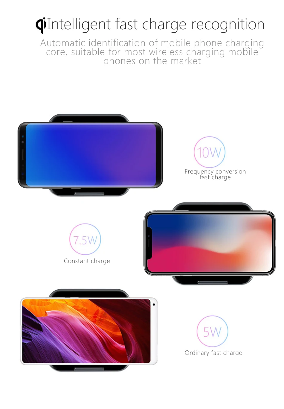 !ACCEZZ Mirror Phone Stand Charger 7.5W Fast Qi Wireless Charging For iPhone X 8 Plus XS MAX XR MIX 2S 10W Charge For Samsung S8 (6)