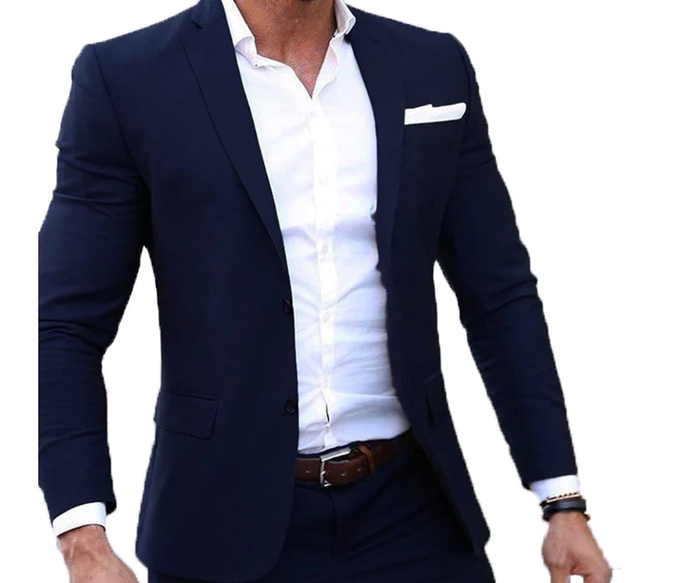 

(Jacket+Pants) Luxury Men Wedding Suit Male Blazers Slim Fit Suits For Men Costume Business Formal Party Navy Classic Men suits