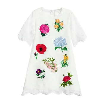 

2017 European High-end Girl Dress Princess Heavy Embroidery Pure Cotton