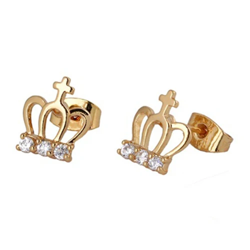 

Woman Exquisite Queen Crown Shape Crystal Zircon Earring Ear Stud