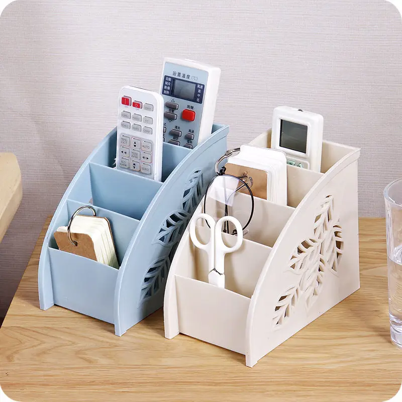 

Coloffice Korean Openwork Leaves Four Grid Remote Control Debris Storage Box Desktop storage rack Pen Holder Office Supplies 1PC