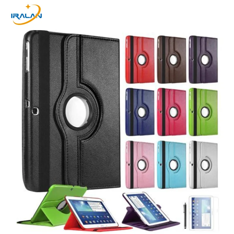 

2017 wholesale Case For Samsung Galaxy Tab 3 10.1 inch P5200 P5220 P5210 Tablet Cover 360 Rotating +Screen Protector+stylus