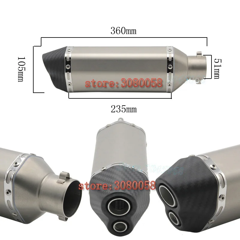 Лазерная маркировка Универсальный 51 мм мотоцикл выхлопной модифицированный глушитель из нержавеющей стали с дБ убийца для Ninja250 Z300 R25 двойное отверстие GY6