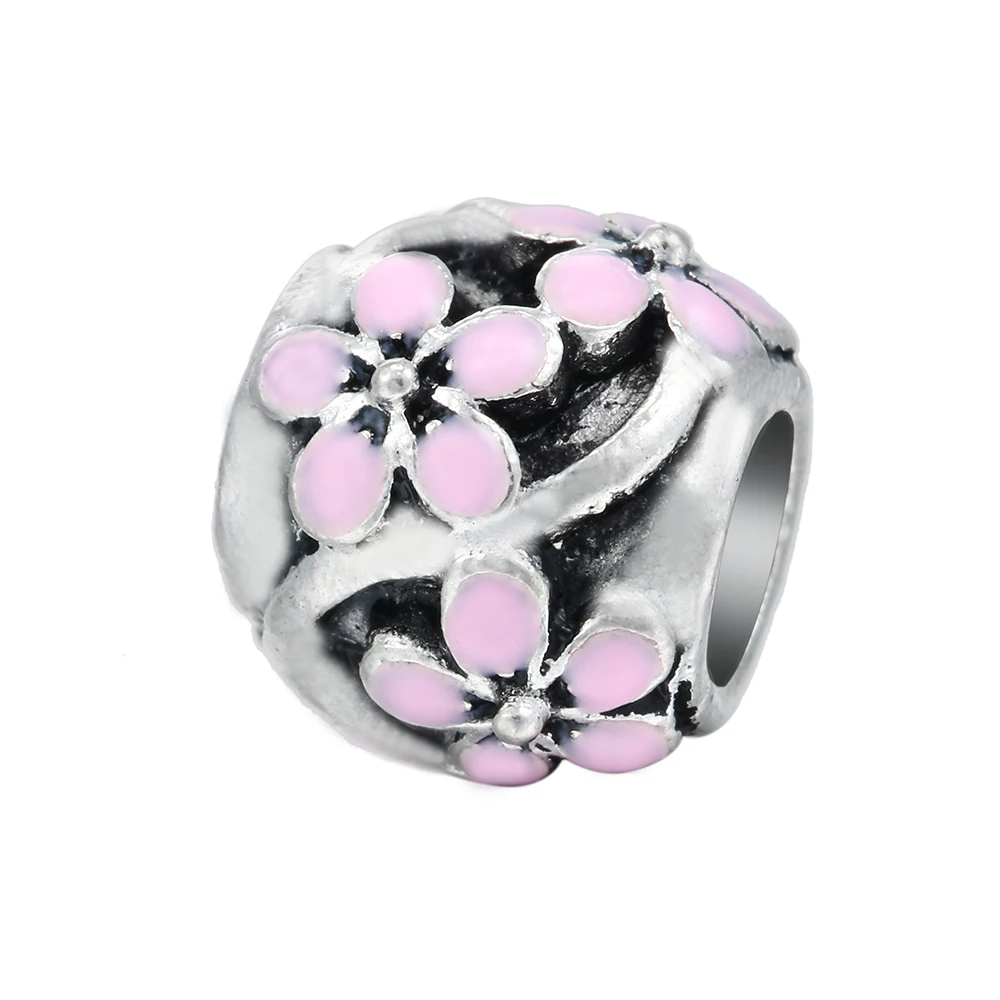 Bead Charms Dropshipping 1PC/5PCS Large Hole Charm Beads Gift Pink Plum Flower Shaped Elegant For Womens DIY Bracelets | Украшения и