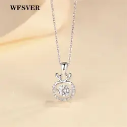 WFSVER корейский стиль 925 стерлингового серебра рога подвеска с кристаллом ожерелье для женщин изящное подвесное ожерелье подарок ювелирных