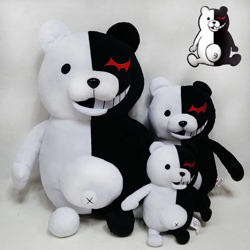 1 шт. милые Мультяшные куклы Dangan Ronpa Monokuma кукла плюшевые игрушки черный белый медведь детские игрушки подарок на день рождения 25 см 35 см