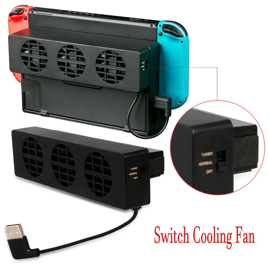 Cooling Cooler Fan Super Turbo USB Cooling fan Dock Cooler with 3-Fan for Nintend Switch NS NX Original Stand Game Console Black