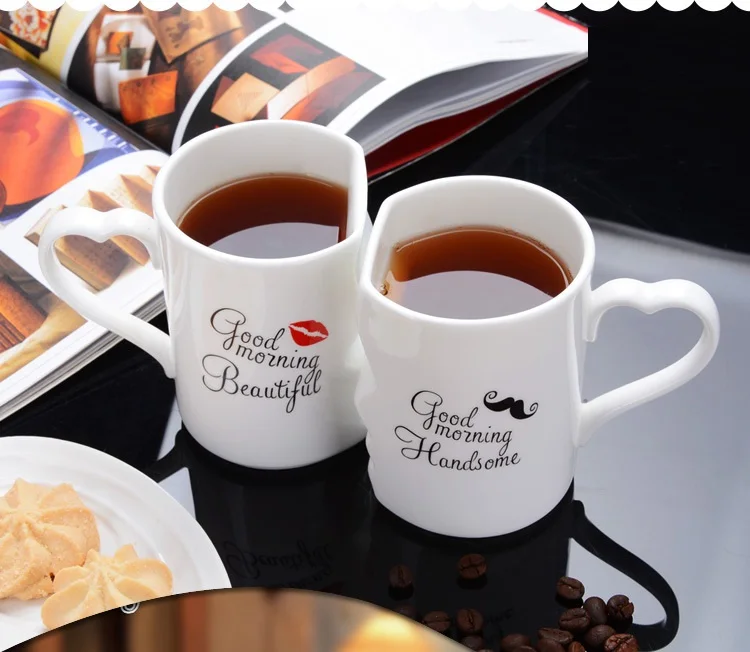Offerte OUSSIRRO 2 pz set Coppia Tazza di Caffè di Ceramica Bacio Tazza Creativa di Nozze il Giorno di San Valentino Regalo Di Compleanno