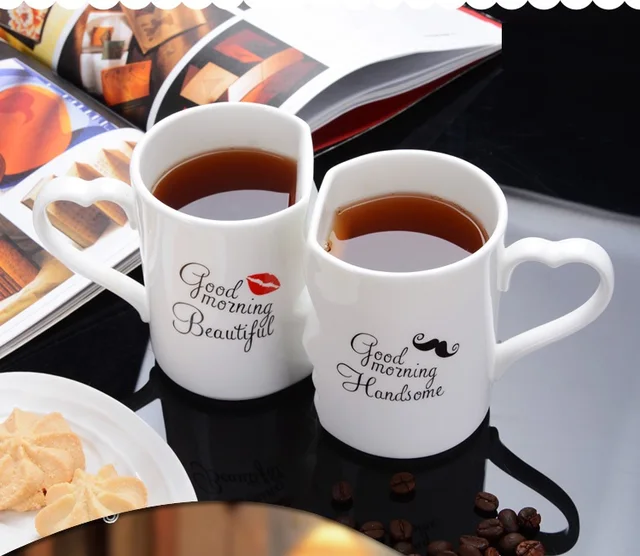$US $19.99 OUSSIRRO 2Pcs/Set Couple Cup Ceramic Coffee Kiss Mug Creative Valentine's Day Wedding Birthday Gift