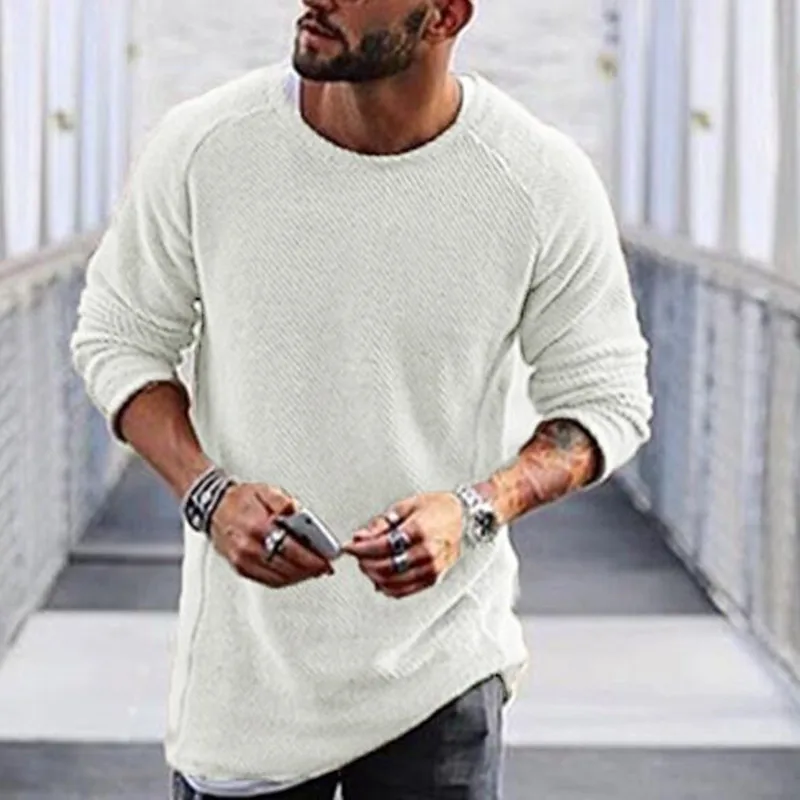 

Men Sweater Autumn Winter Knitted Solid Simply Style Pullover Casual Loose O Neck Sweater Jumper Male Black Outerwear brand 2019