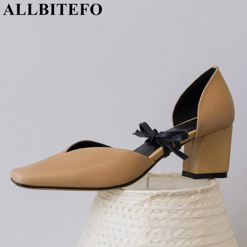 

ALLBITEFO natural genuine leather women high heel shoes woman fashion two piece girls high heels shoes zapatos mujer tacon