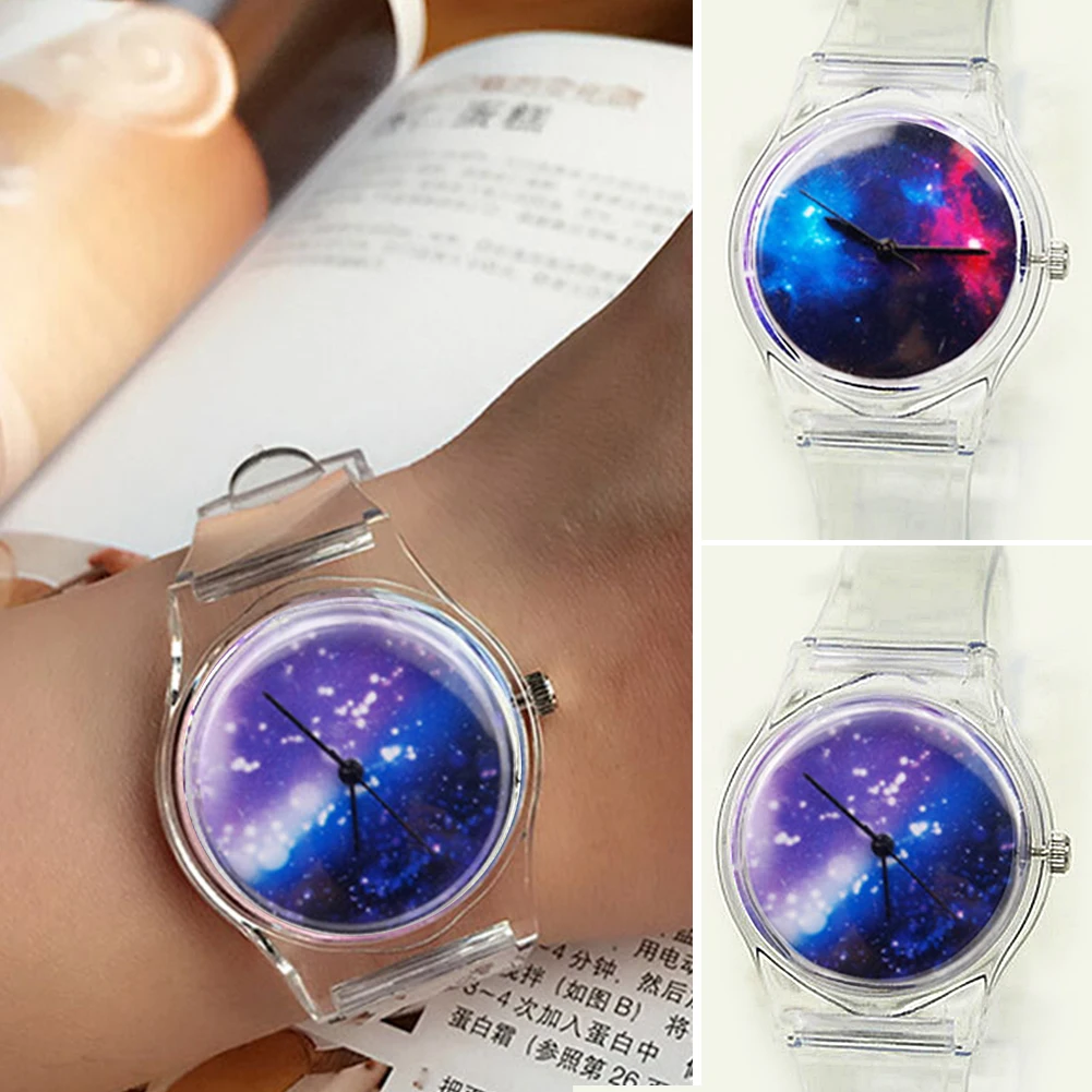 High Quality Crystal Watch Cartoon Novelty Transparent Silicone Strap Classic Student / Women Wrist Quartz Watch