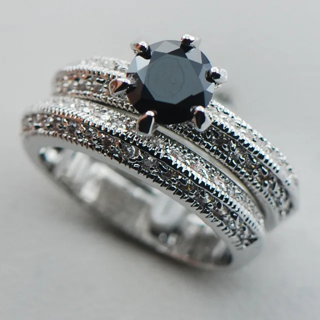 Black Onyx 925 Sterling Silver Top Quality Fancy Jewelry Engagement Black Onyx 925 Sterling Silver Top Quality Fancy Jewelry Engagement Wedding Two Ring Size 6 7