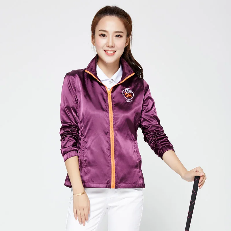 Женская куртка для гольфа на молнии с длинным рукавом, ветрозащитное пальто для гольфа, Женская ветровка для бега, тенниса, S-XL, D0689
