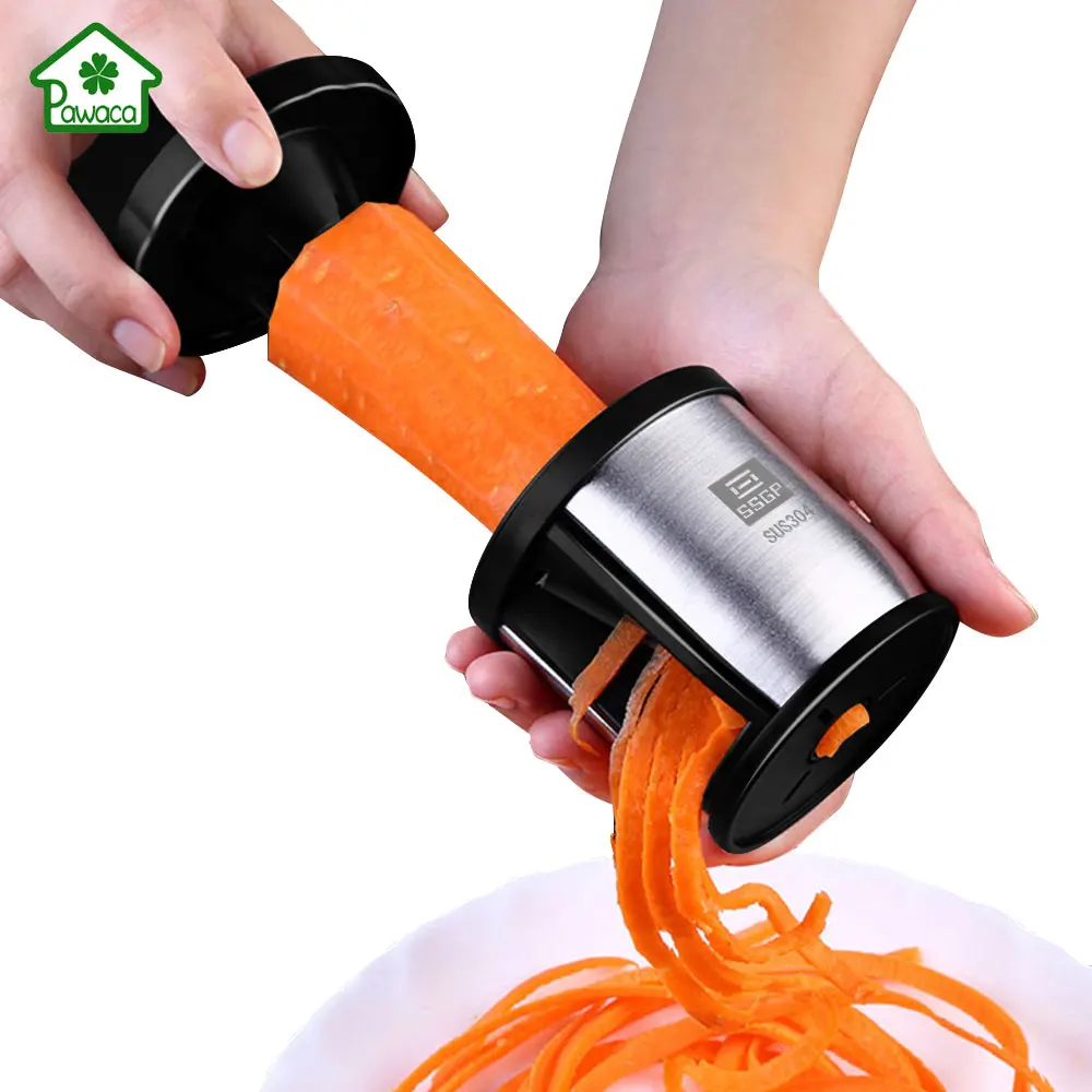 

Handheld Spiral Slicer Vegetable Spiralizer Stainless Steel Manual Grater Vegetable Shred Cutter with CleaningBrush Kitchen Tool