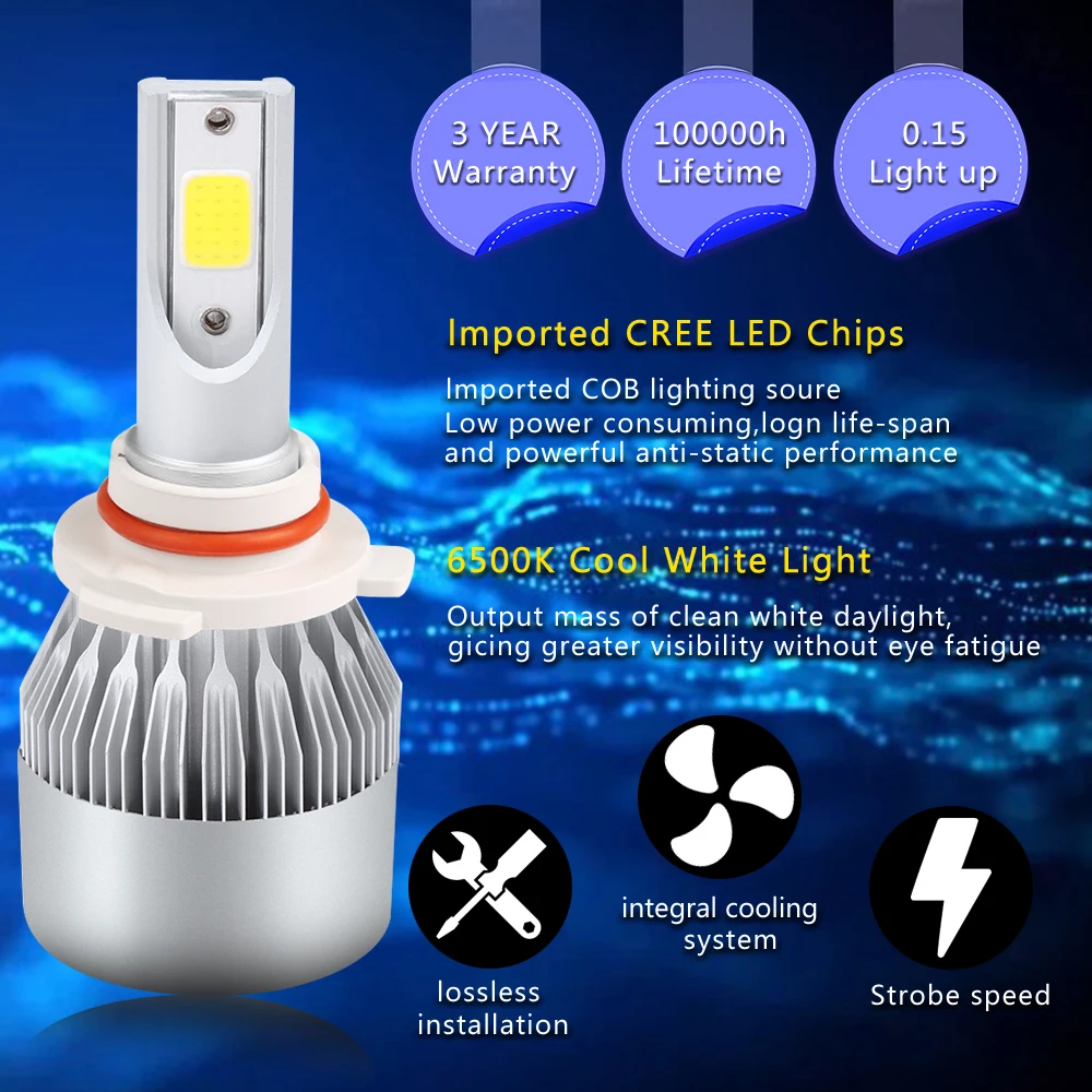 H4 LED H7 Автомобильная фара Одиночная Лампа H1 H11 9005 HB3 9006 HB4 двойная лампа супер яркие