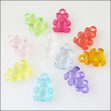 Новинка 20 шт смешанный пластиковый акриловый прозрачный животный Медведь Подвески 15x20,5 мм