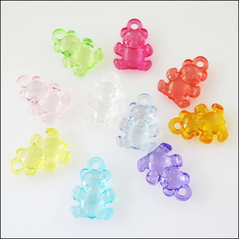 

New 20Pcs Mixed Plastic Acrylic Clear Animal Bear Charms Pendants 15x20.5mm