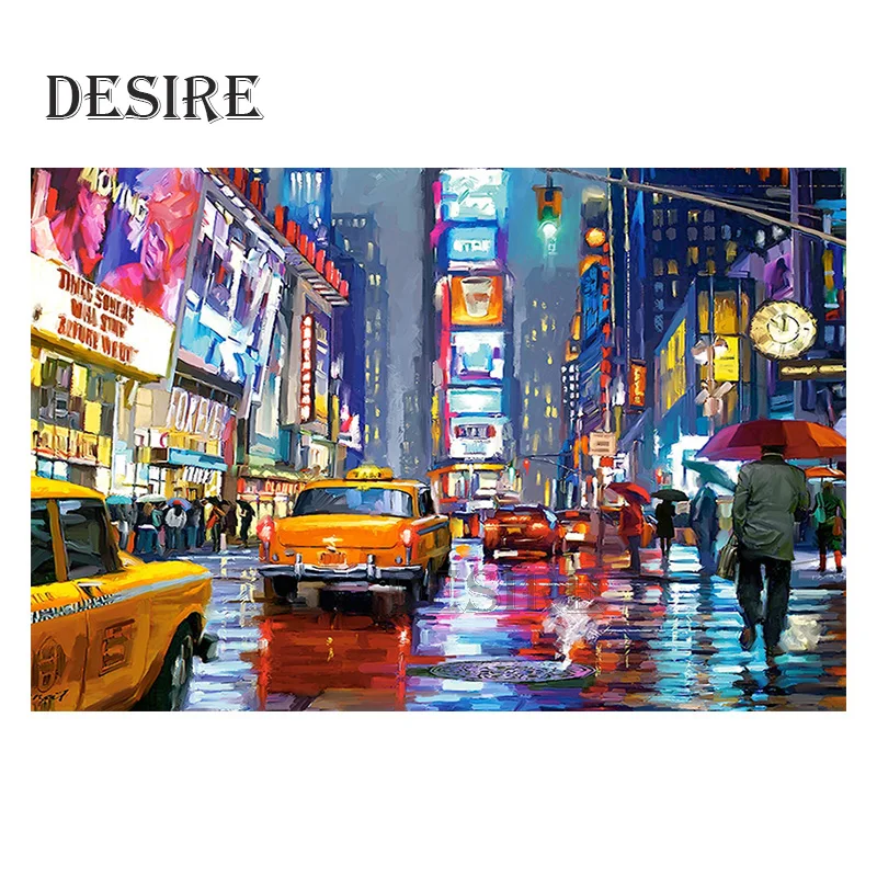

Desire Diamond Painting Cross Stitch City Scenic Street Car Square Mosaic Drill Picture Rhinestone DIY Diamond Embroidery PT1072
