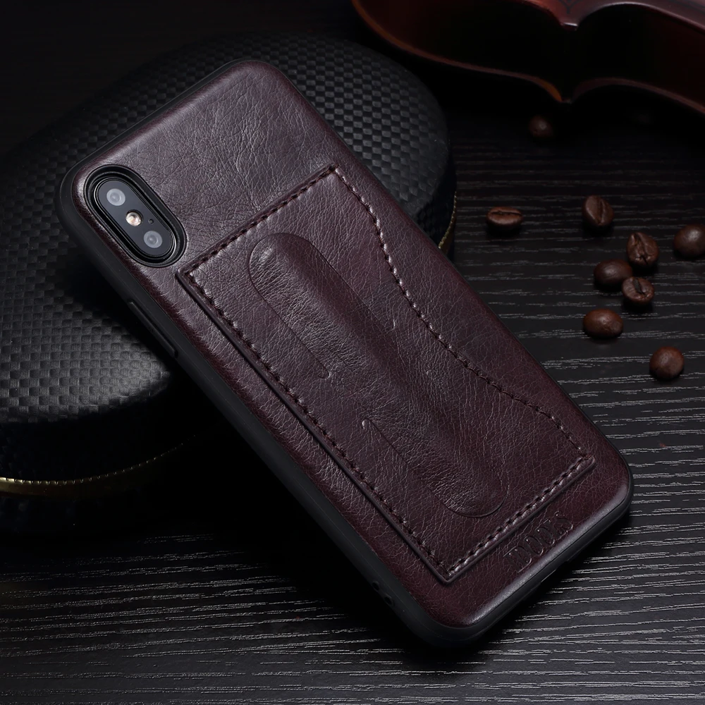 Luxury Retro Leather Kickstand coque Case For Apple iPhone X case stand