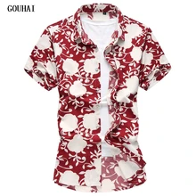 Летние мужские рубашки с коротким рукавом, мужская одежда с цветочным принтом, M-6XL 7XL, Повседневная рубашка для мужчин, гавайская рубашка